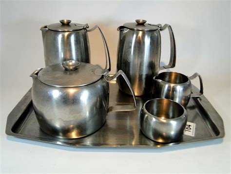 vintage stainless steel tea set